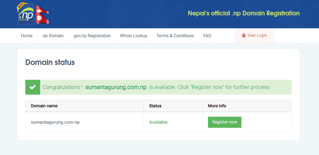 Register .com.np domain for free