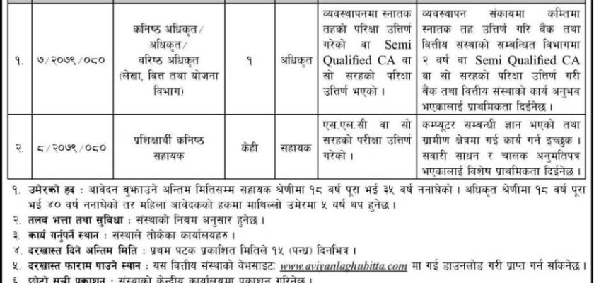 Officer & Trainee Junior Assistant Job Available